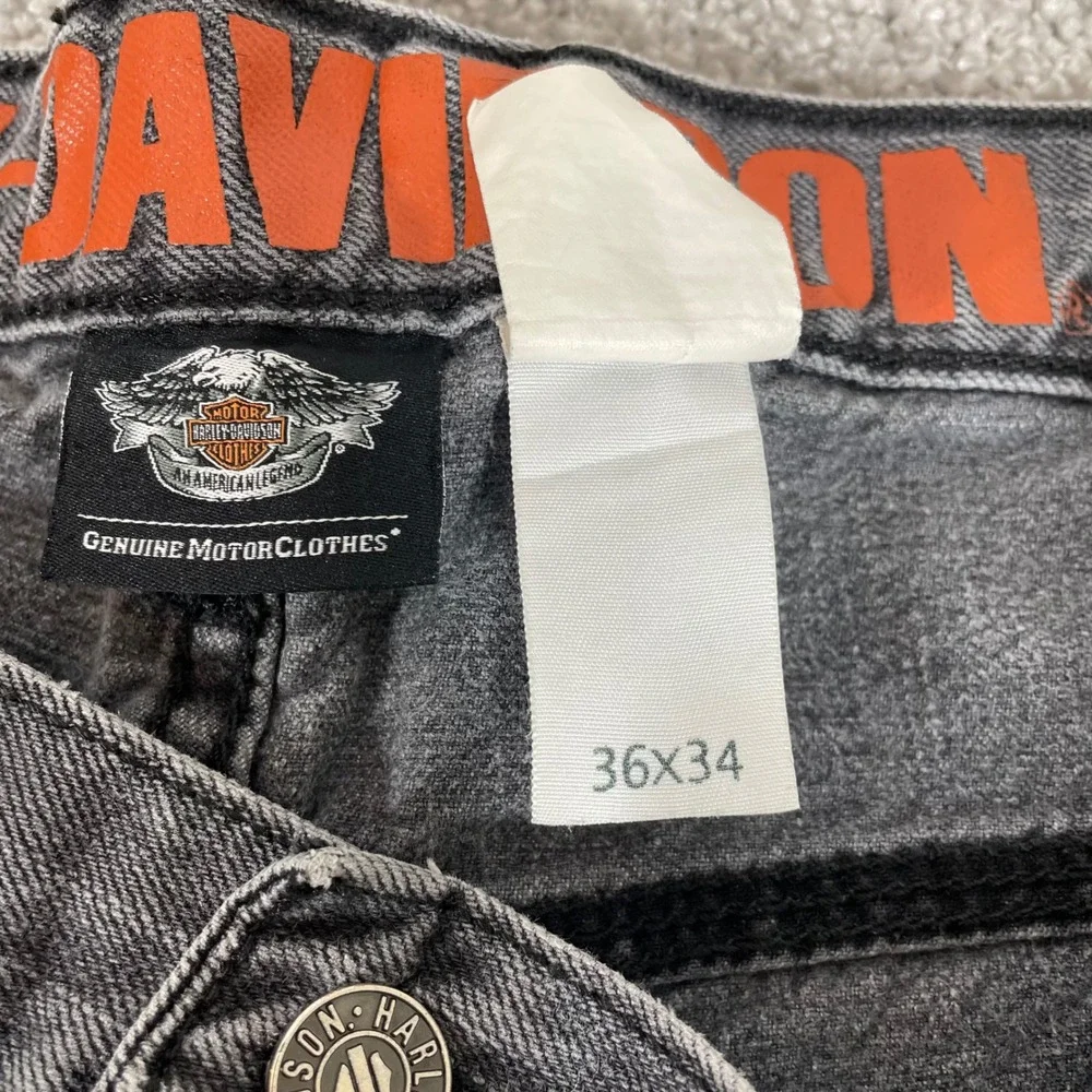 Harley Davidson Jeans Mens 36 x 31 Straight Faded Y2K Biker Moto (Tag 36x34)